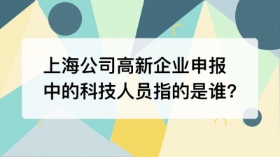 上海公司高新企业申报中的科技人员指的是谁?