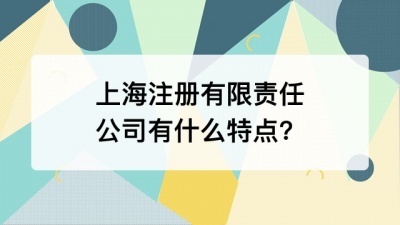 上海注册有限责任公司有什么特点?